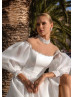 Beaded Ivory Satin Organza Stunning Wedding Dress
